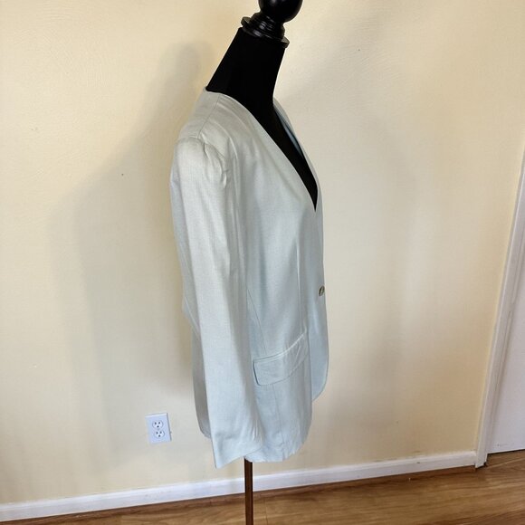 Vtg Womens Oversized Blazer Mint Green Large 12 Single Button R Russ 90s - Picture 7 of 8